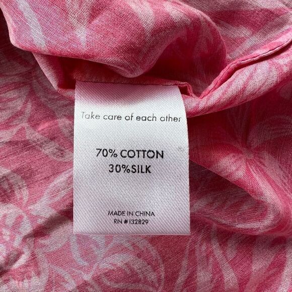 Tell Your Friends Mens‎ Pink Floral Silk Short Sleeve Button-Up Shirt Medium - Picture 8 of 8